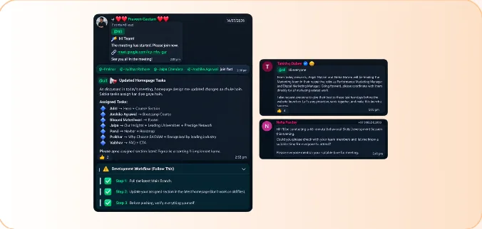Team meeting screenshots